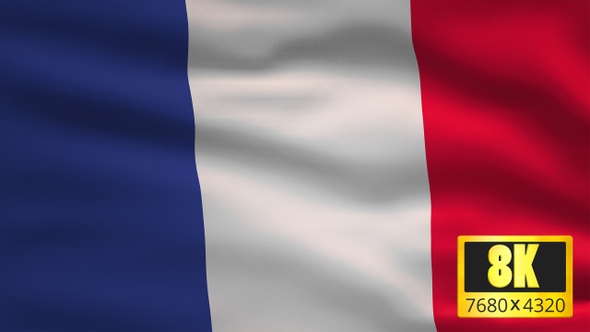 8K France Windy Flag Background