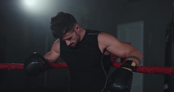 Closeup To the Camera in a Boxing Ring Great