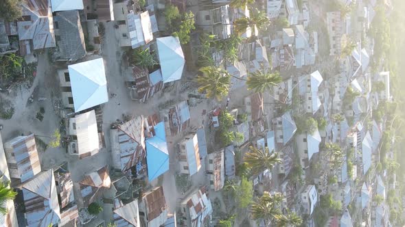 Tanzania  Aerial View of Houses Near the Coast of Zanzibar Vertical Video