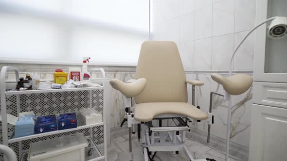 Gynecological chair at the clinic room
