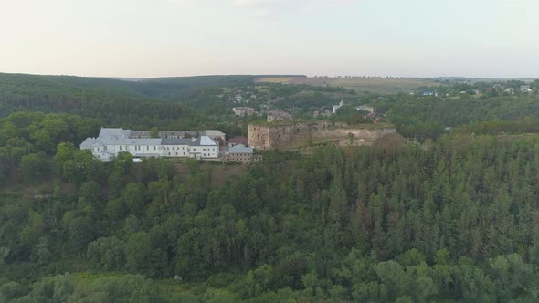 Aerial of buildings and ruins