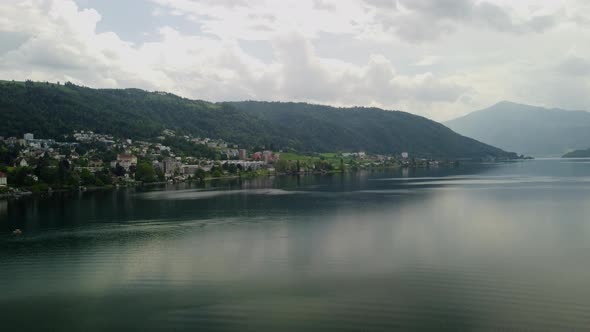 Sinking flight over Lake Zug in Switzerland