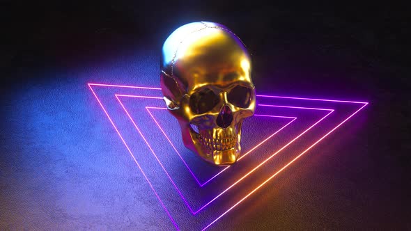 Skull In Neon Light