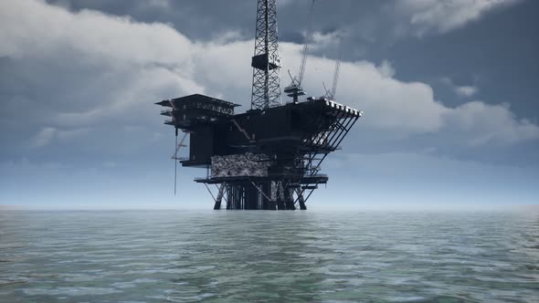 Large Pacific Ocean Offshore Oil Rig Drilling Platform