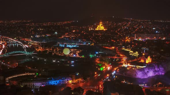 Georgia Capital Tbilisi Night Timelapse