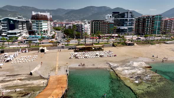 Hotels aerial view 4 K Alanya Turkey