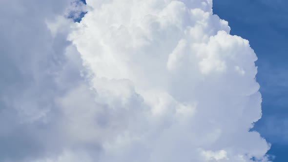 Timelapse of White Puffy Cumulus Clouds Forming on Summer Blue Sky