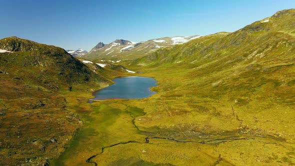 Panorama of Jotunheimen National Park in Norway, Synshorn Mountain