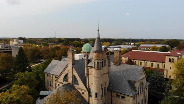 Oberlin College in Oberlin, Ohio.  Aerial drone footage of the Oberlin College campus