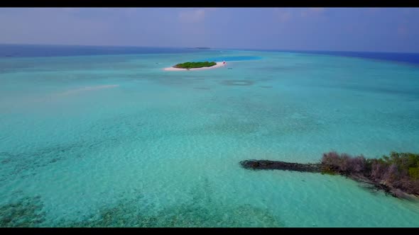 Aerial top view texture of marine shore beach adventure by turquoise ocean with white sandy backgrou