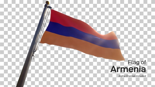 Armenia Flag on a Flagpole with Alpha-Channel