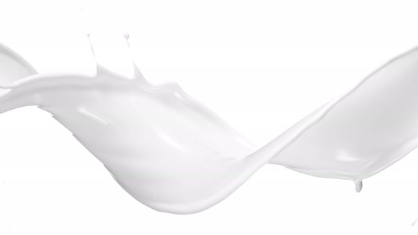Super Slow Motion Shot of Cream Spiral Splash Isolated on White Background at 1000 Fps
