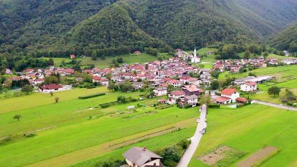 a small Town Near Foothills, surrounded with mountains