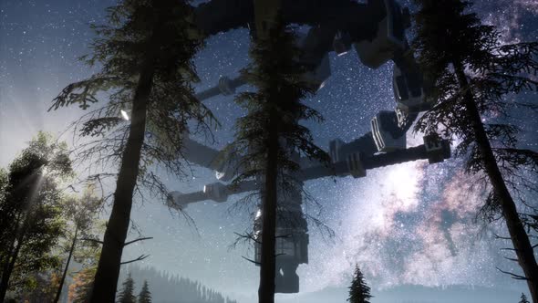 UFO Hovering Over Forest alt