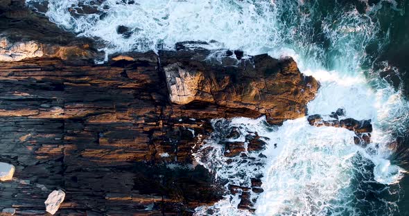 Zoom In view of the rocky shore of Curtis island lighthouse Camden Maine USA