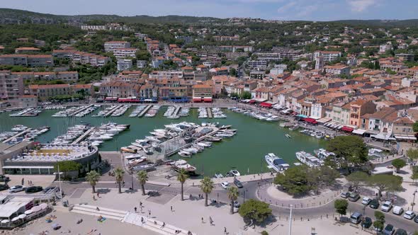 Aerial view of Cassis town on the Mediterranean coast in Provence, France