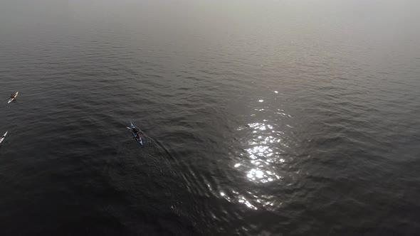 Tourists kayaking off the coast of Peninsula Valdes, Chubut Province, Argentina