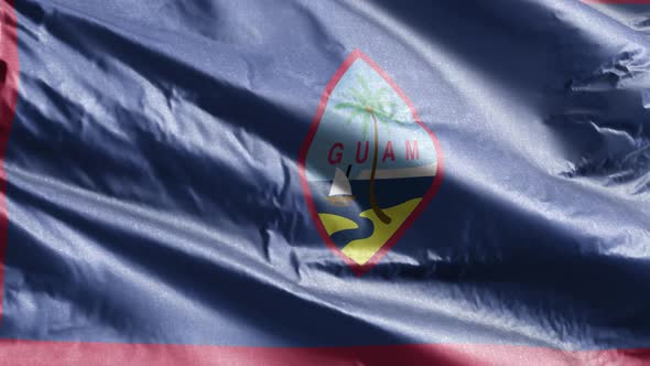 Guam textile flag waving on the wind. 10 seconds loop.