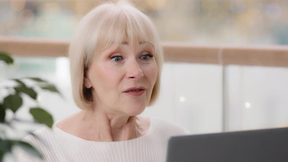Mature Emotional Shocked Businesswoman Amazed Surprised Woman Looking at Laptop Screen Gets