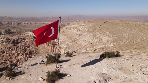 Aerial View Flag Turkey Cappadocia