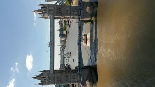 Vertical Aerial Approach Tower Bridge London 4k