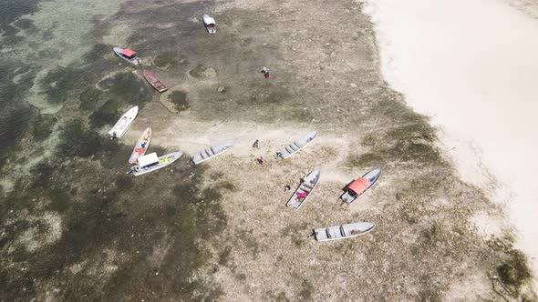 Zanzibar Tanzania  Aerial View of Low Tide in the Ocean Near the Coast