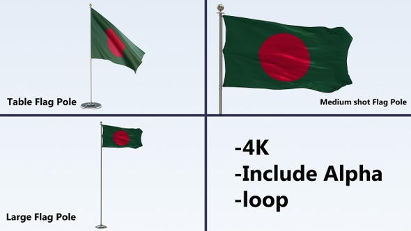 Bangladesh Flag Pole Pack 4k-Loop