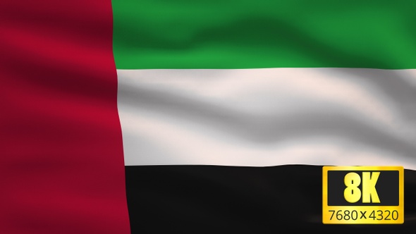 8K United Arab Emirates Windy Flag Background