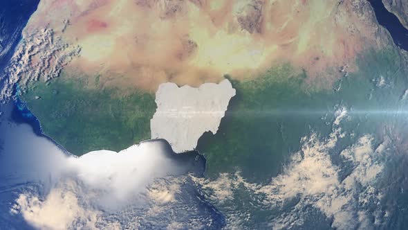 Realistic Earth Zoom Highlight Country Nigeria
