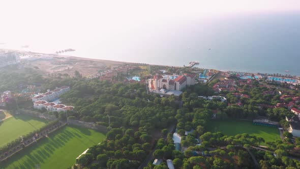 Panorama of Beach of Turkish Resort.