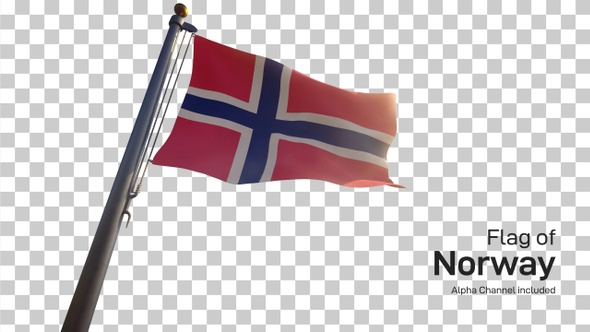 Norway Flag on a Flagpole with Alpha-Channel