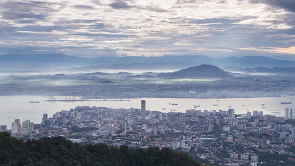 Time-lapse of misty fog on Georgetown, Penang.