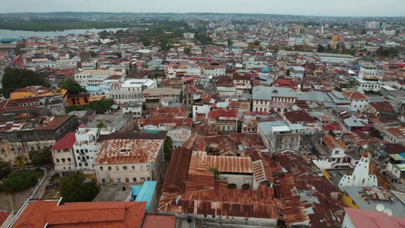 Aerial view of Zanzibar Island in Tanzania.