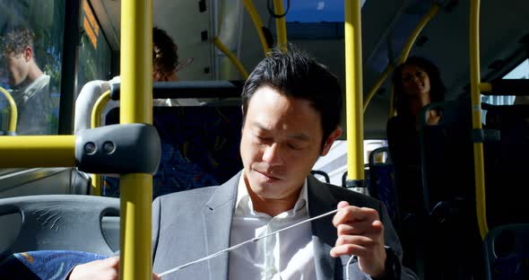 Male commuter travelling in bus 4k