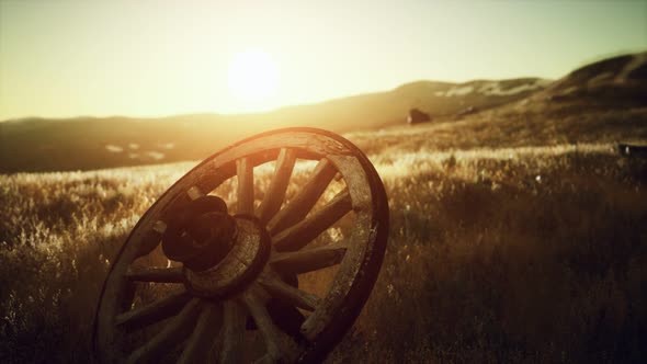 Old Wooden Wheel Hill Sunset