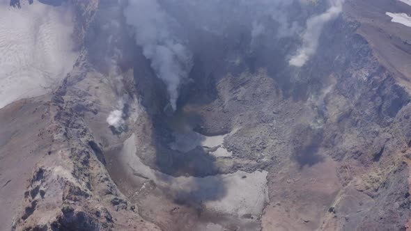 Above the Mutnovsky Volcano Crater with Fumaroles