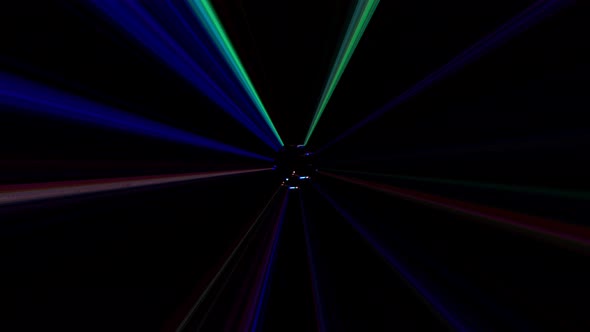 3D Abstract shining bright lines set wave, colorful, black background