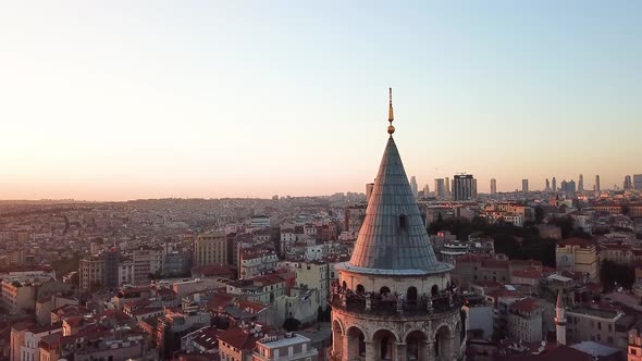 Aerial view of Galata Tower, Istanbul, Turkey