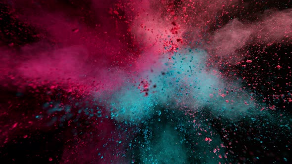 Super Slowmotion Shot of Color Powder Explosion Isolated on Black Background at 1000Fps