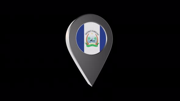 3d Animation Map Navigation Pointer With Flag Of Abidjan (Cote D'ivoire) With Alpha Channel - 4K