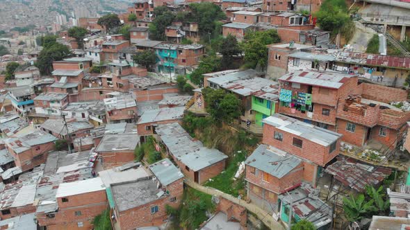 La Comuna 13 Medellin, Colombia - aerial drone shot