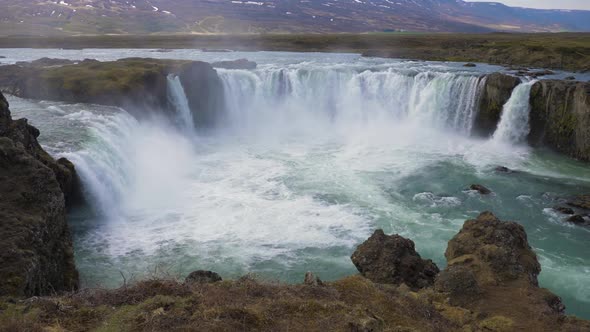 Godafoss Waterfall in Summer Day. Iceland