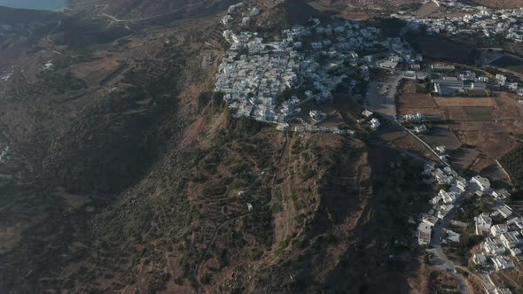 Small Town on Greek Island Milos Aerial Perspective