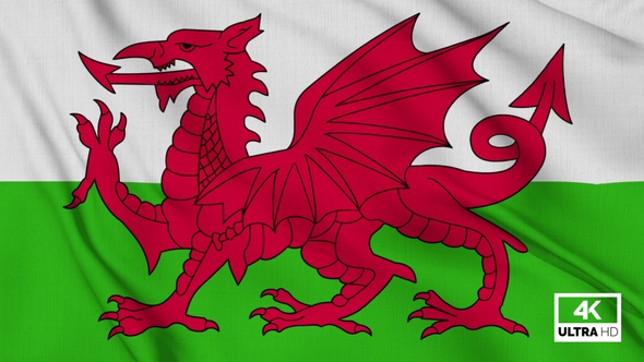 Wales Flag Waving Slowly Looped