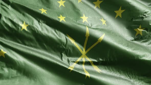 Adygea textile flag slow waving on the wind loop