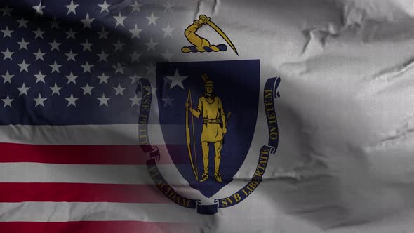 Massachusetts State Usa Mixed Flag 4K