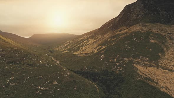 Sun Over Mountain Aerial