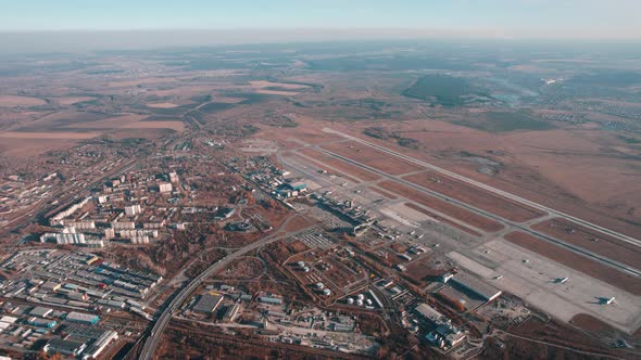 Aerial View on the Passenger and Cargo Terminals of the Yekaterinburg International Airport