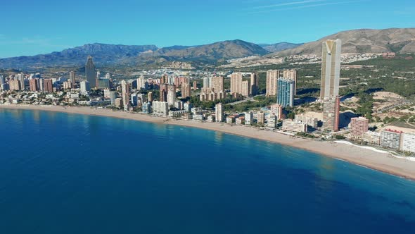 Aerial View. Mediterranean Coast in Benidorm. Spain