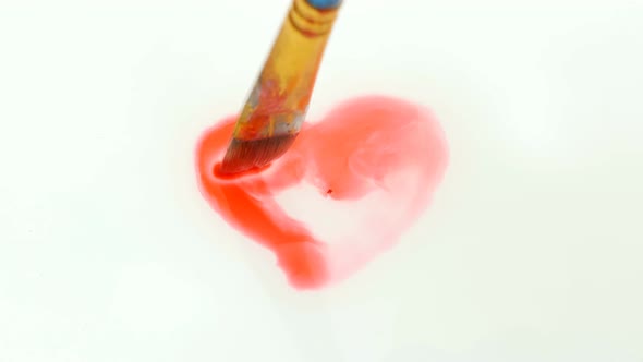 Painting Watercolor Of Heart Shape With Brush